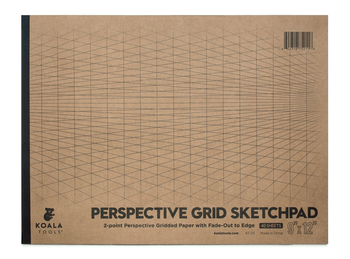 Koala Tools - 40-Sheet Sketch Pad for 2-Point Perspective Drawing, Spiral Bound