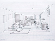 Load image into Gallery viewer, 1-point Perspective ROOM GRID Sketchpad (11" x 17")