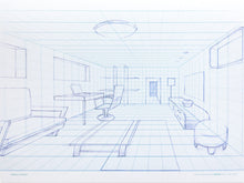 Load image into Gallery viewer, 1-point Perspective ROOM GRID Sketchpad (11" x 17")