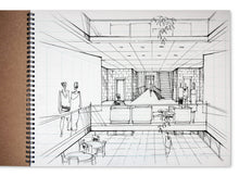 Load image into Gallery viewer, 1-point Perspective ROOM GRID Spiral-Bound Sketch Pad (11" x 14")