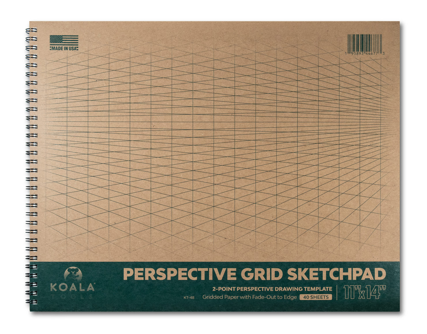 Koala Tools | Drawing Perspective (1 and 2-Point) Large Sketch Pad (2 Point - 9 x 12)