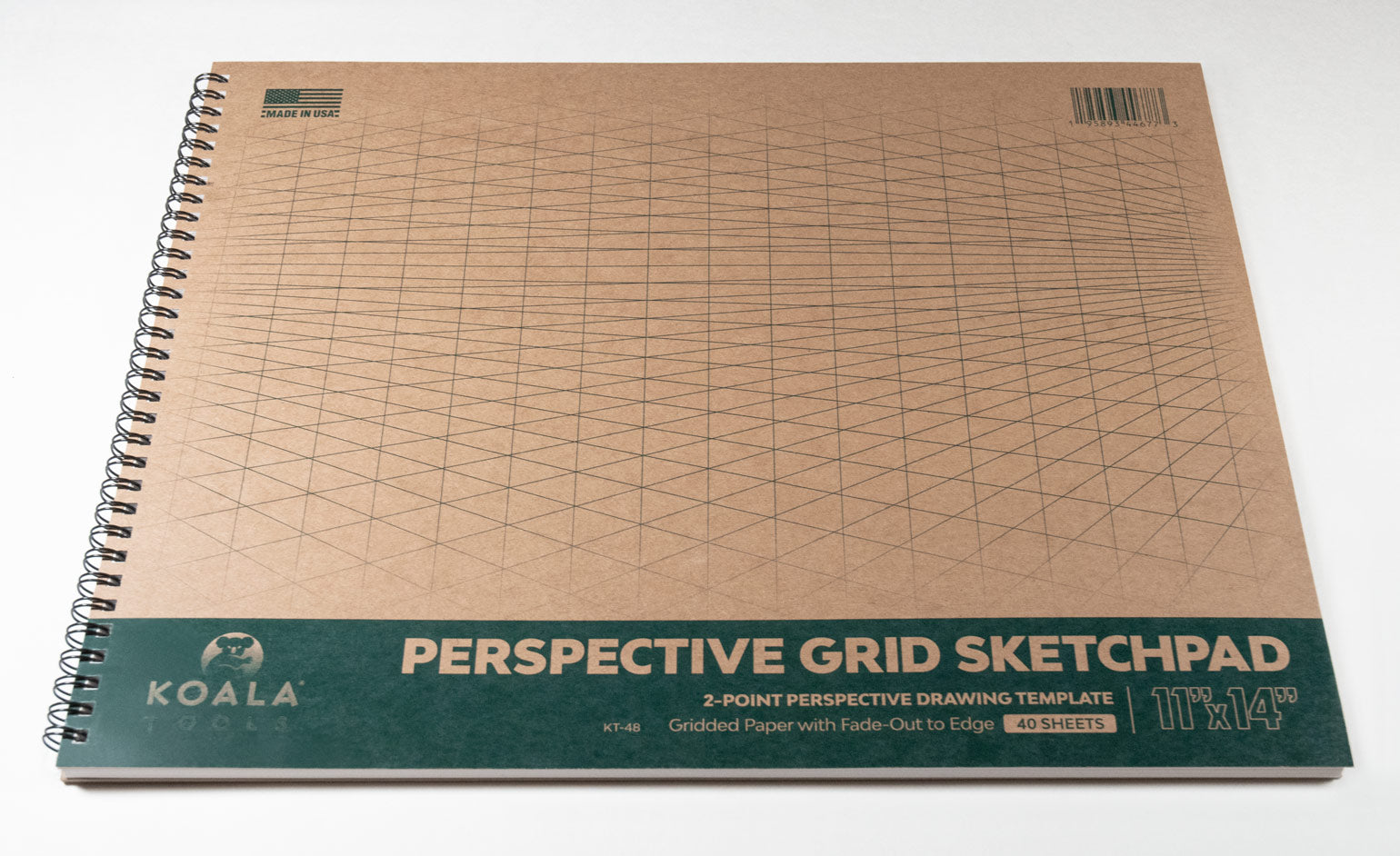 Koala Tools | Drawing Perspective (1 and 2-Point) Large Sketch Pad (3 Point  - 9 x 12)